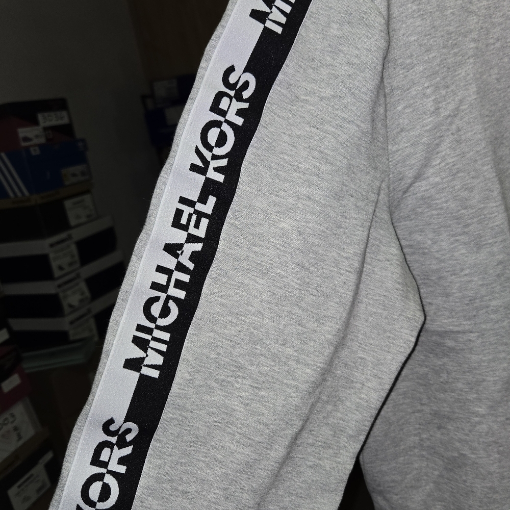 Michael Kors Gray Sweatshirt Ribbon Sleeves, NWOT